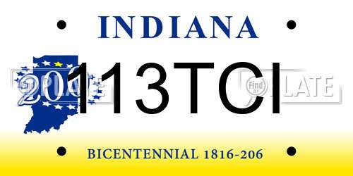 113TCI Indiana License Plate