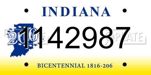 1142987 Indiana License Plate