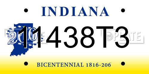 11438T3 Indiana License Plate