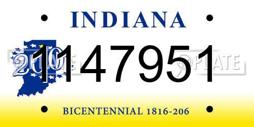 1147951 Indiana License Plate