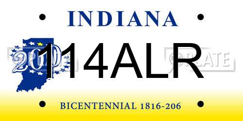 114ALR Indiana License Plate