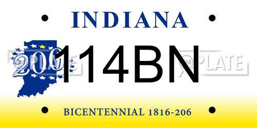 114BN Indiana License Plate