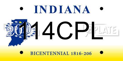 114CPL Indiana License Plate