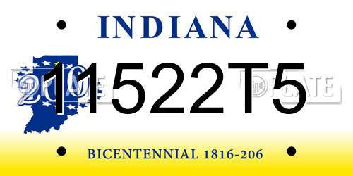 11522T5 Indiana License Plate