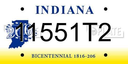 11551T2 Indiana License Plate
