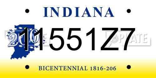 11551Z7 Indiana License Plate