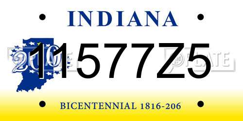 11577Z5 Indiana License Plate