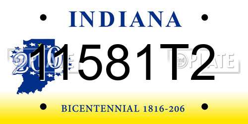 11581T2 Indiana License Plate
