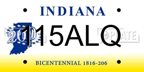 115ALQ Indiana License Plate