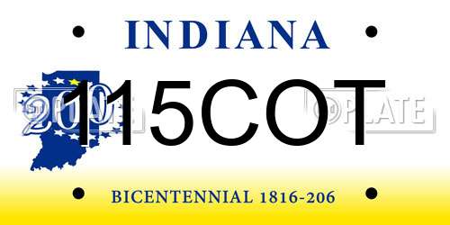 115COT Indiana License Plate