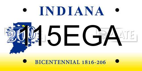 115EGA Indiana License Plate