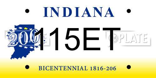 115ET Indiana License Plate