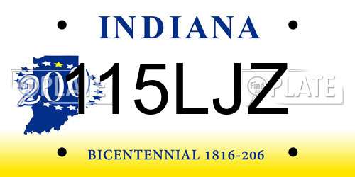 115LJZ Indiana License Plate