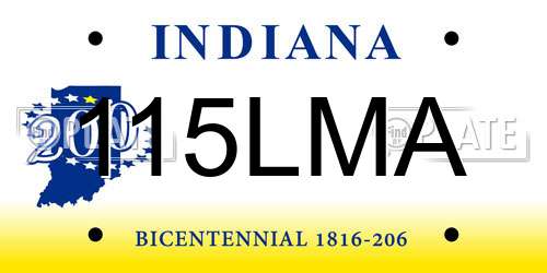 115LMA Indiana License Plate
