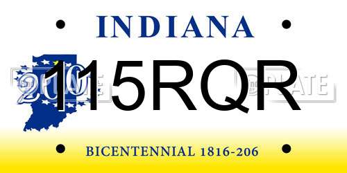 115RQR Indiana License Plate