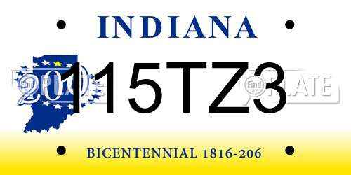 115TZ3 Indiana License Plate
