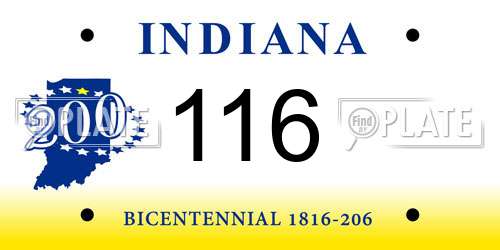 116 Indiana License Plate