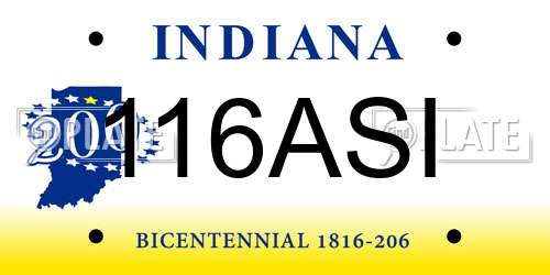 116ASI Indiana License Plate