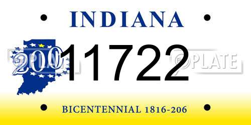 11722 Indiana License Plate