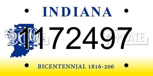 1172497 Indiana License Plate