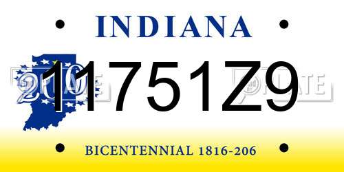 11751Z9 Indiana License Plate