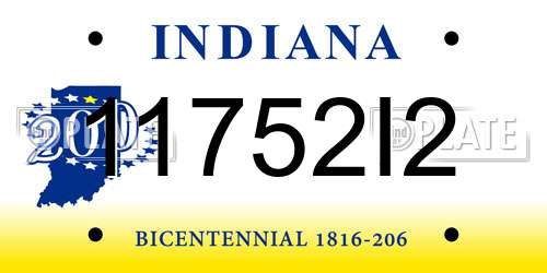 11752I2 Indiana License Plate