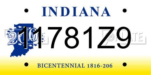 11781Z9 Indiana License Plate