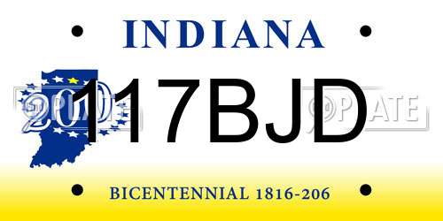 117BJD Indiana License Plate