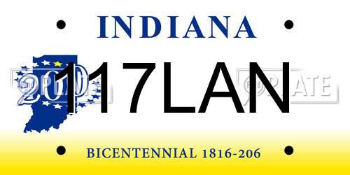 117LAN Indiana License Plate