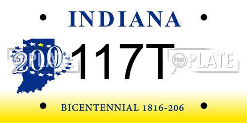 117T Indiana License Plate