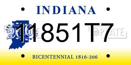 11851T7 Indiana License Plate
