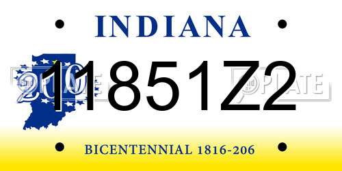11851Z2 Indiana License Plate
