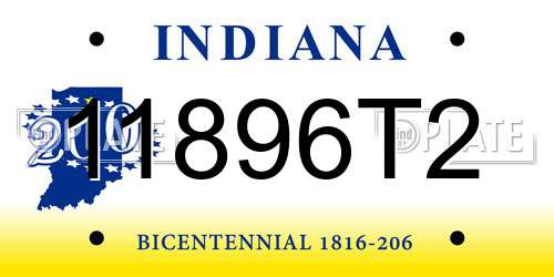 11896T2 Indiana License Plate