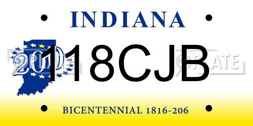 118CJB Indiana License Plate