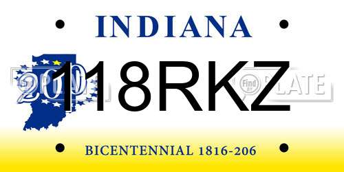 118RKZ Indiana License Plate
