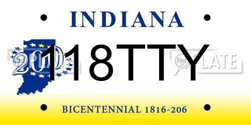 118TTY Indiana License Plate