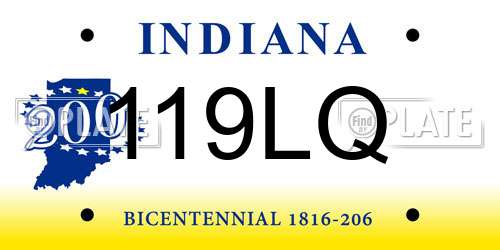 119LQ Indiana License Plate