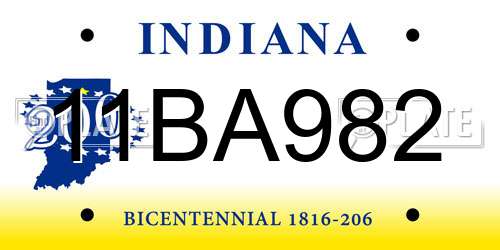 11BA982 Indiana License Plate