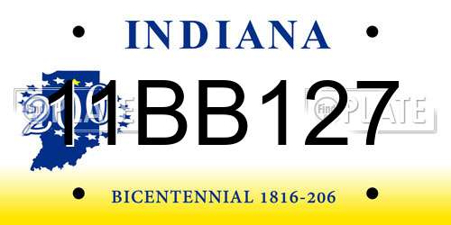 11BB127 Indiana License Plate