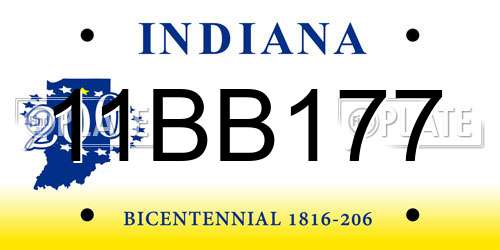 11BB177 Indiana License Plate