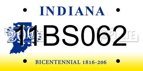 11BS062 Indiana License Plate