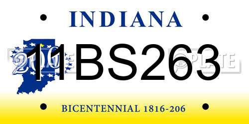 11BS263 Indiana License Plate