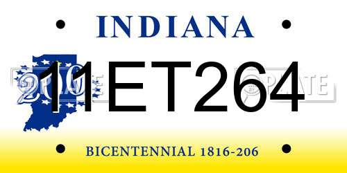 11ET264 Indiana License Plate
