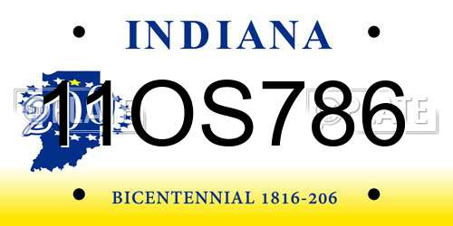 11OS786 Indiana License Plate