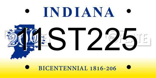 11ST225 Indiana License Plate