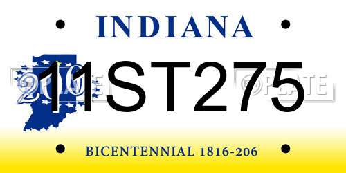 11ST275 Indiana License Plate