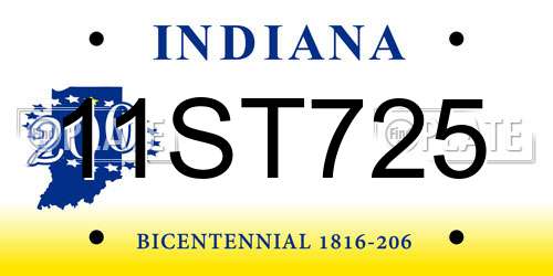 11ST725 Indiana License Plate