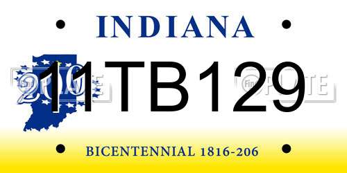 11TB129 Indiana License Plate