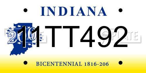 11TT492 Indiana License Plate