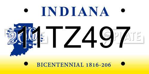 11TZ497 Indiana License Plate